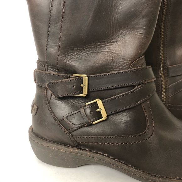 COPY - UGG ROSEN BELTED BUCKLE BROWN LEATHER BOOT with WOOL LINING size 9 - Picture 3 of 8